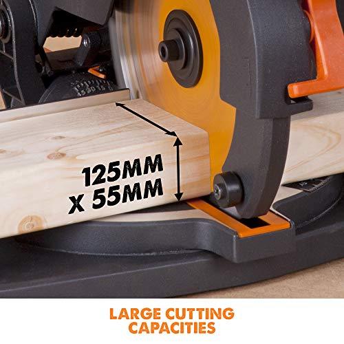 Evolution Power Tools kombinuota skersavimo pjūklas 1200 W 210 mm, R210CMS modelis, pjovimo kampai 45°, komplekte TCT diskas