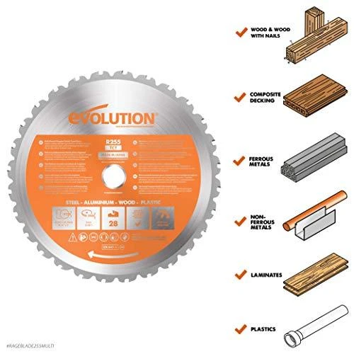 „Evolution“ daugiafunkcis TCT pjūklas „Evolution RAGE 255mm 28z“ (EVO-255-MULTI)
