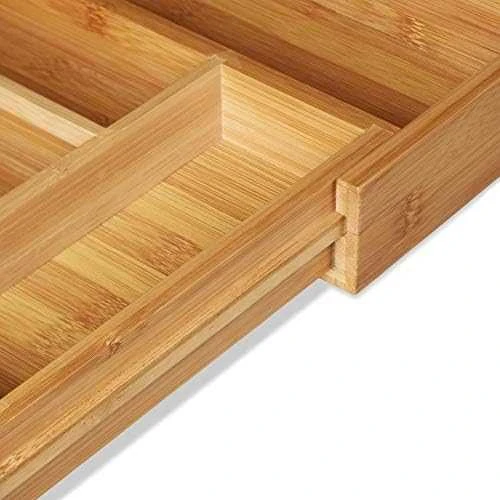 Excellent Houseware Prailginamas stalo įrankių dėklas, bambukas