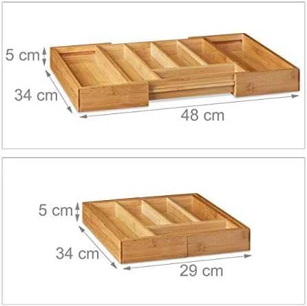 Excellent Houseware Prailginamas stalo įrankių dėklas, bambukas