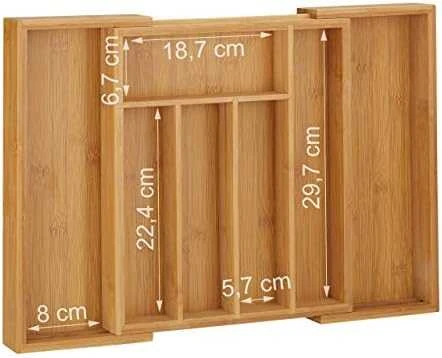 Excellent Houseware Prailginamas stalo įrankių dėklas, bambukas