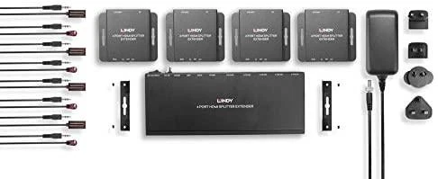 HDMI Skirstytuvas Ilgintuvas - LINDY Cat.6 4 Prievadų HDMI 4K30 ir IR Ilgintuvas 3840x2160@30Hz 70 m
