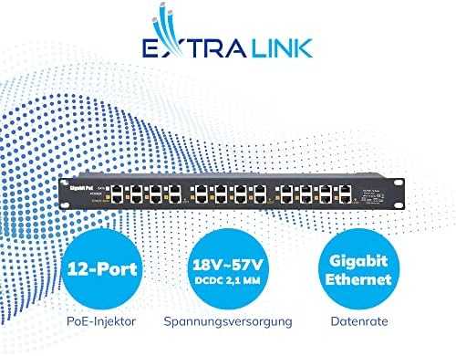 EXTRALINK 12 Port Passive arba 802.3af/at PoE Injector 1 GbE 18v ~ 57v DC Rack 19"