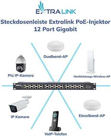 EXTRALINK 12 Port Passive arba 802.3af/at PoE Injector 1 GbE 18v ~ 57v DC Rack 19"