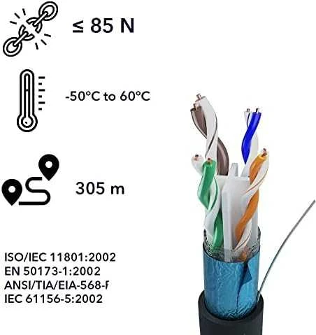Tinklo laidas Extralink CAT6 FTP lauko tinklo kabelis 305 m, juodas, Native
