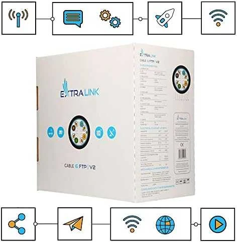 Tinklo laidas Extralink CAT6 FTP lauko tinklo kabelis 305 m, juodas, Native
