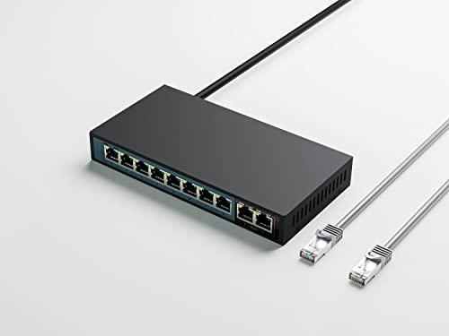 Šakotuvas EXTRALINK PERSES 8 prievadų GbE nevaldomas 802.3af/at PoE jungiklis + 2x SFP Up-Link