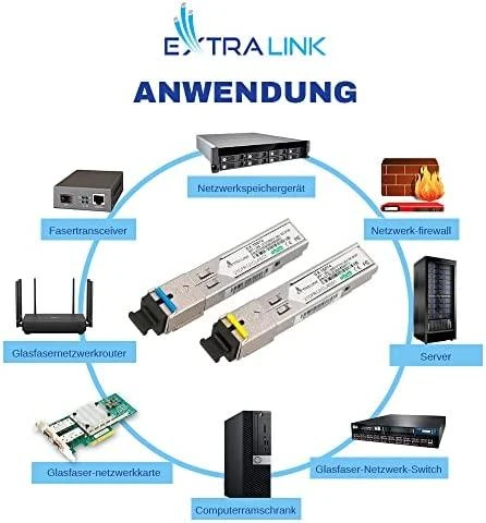 Šakotuvas EXTRALINK SFP 1.25G WDM 1310/1550nm SM 3km SC pora, skirta HP/Aruba