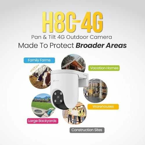 Valdoma 4G IP kamera su SIM jungtimi EZVIZ CS-H8C 4G LTE, 3Mpix, PIR, MicroSD jungtis, Ezviz app