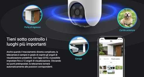 Belaidė Wi-Fi kamera H8C, 1080p, DOME PT, F4 mm, valdoma, IP65, EZVIZ