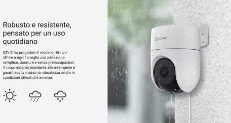 Belaidė Wi-Fi kamera H8C, 1080p, DOME PT, F4 mm, valdoma, IP65, EZVIZ