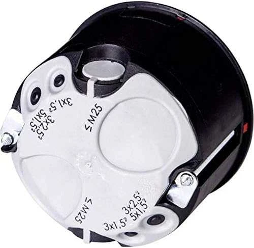 Simet 86161007 Ugniai atspari dėžė su membrana, hermetiška, akustinė, juoda, 50 gylio, su vamzdžių ir kabelių įvadu 86161007