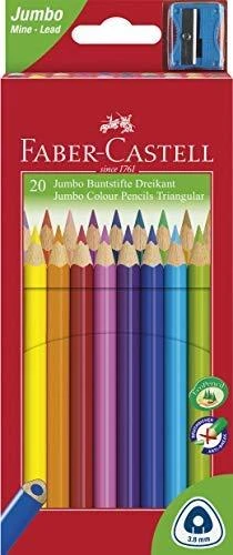 Spalvoti pieštukai Faber-Castell Junior Grip, tribriauniai, 20 spalvų, su drožtuku