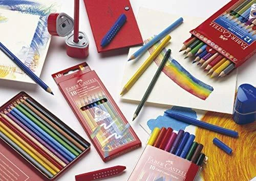 Spalvoti pieštukai Faber-Castell Junior Grip, tribriauniai, 20 spalvų, su drožtuku