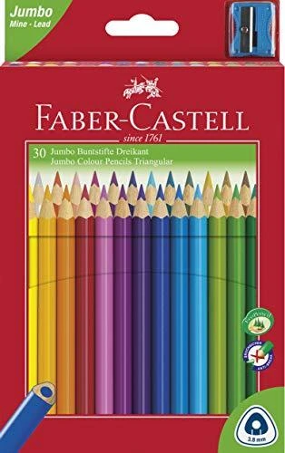 Spalvoti pieštukai Faber-Castell Jumbo 30-spalvų trikampiai+drožtukas