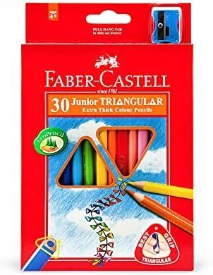 Spalvoti pieštukai Faber-Castell Jumbo 30-spalvų trikampiai+drožtukas