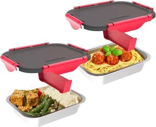 Maisto dėžučių rinkinys, skirtas HeatsBox GO/PRO/STYLE/STYLE+ šildomoms dėžutėms, grafito/raudonos spalvos