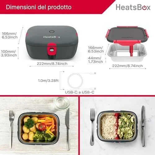 HeatsBox HB-04-102B elektrinė priešpiečių dėžutė 100 W 0,925 L Juodas Suaugusiųjų