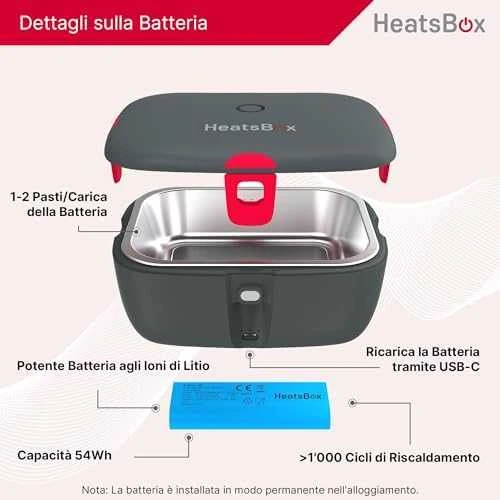 HeatsBox HB-04-102B elektrinė priešpiečių dėžutė 100 W 0,925 L Juodas Suaugusiųjų