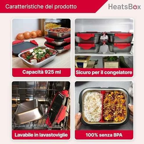 Maisto dėžučių rinkinys, skirtas HeatsBox GO/PRO/STYLE/STYLE+ šildomoms dėžutėms, grafito/raudonos spalvos