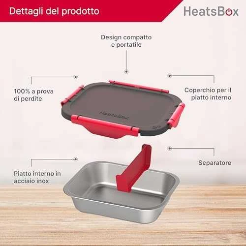 Maisto dėžučių rinkinys, skirtas HeatsBox GO/PRO/STYLE/STYLE+ šildomoms dėžutėms, grafito/raudonos spalvos