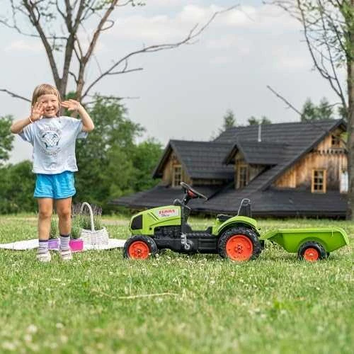 Vaikiškas pedalinis traktorius Falk Claas FAL2040A, su priekaba, žalias
