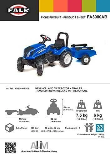 FALK Pedaliniai traktoriai New Holland Su priekaba ir atsidarančia variklio gaubtu