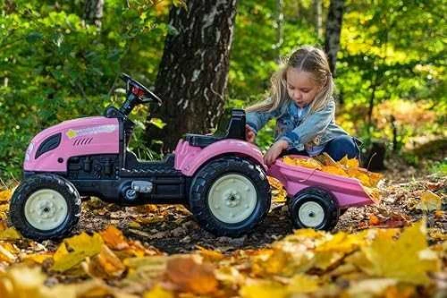 Vaikiškas pedalinis traktorius Falk Country Star 2056L, su priekaba, rožinis