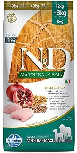 Šunų Maistas - Farmina N&d Ancestral Grain Suaugusiems Šunims, 15 Kg.