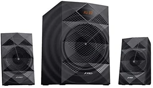 Kompiuterio kolonėlės Fenda F&D A180X 2.1 daugialypės terpės garsiakalbiai, 42W RMS (14Wx2+14W), 2x3'' palydovai + 5,25'' žemųjų dažnių garsiakalbis, BT 5.0/AUX/USB/FM/LED Ekranas/Nuotolinio valdymo pultas/Medinis/Juodas