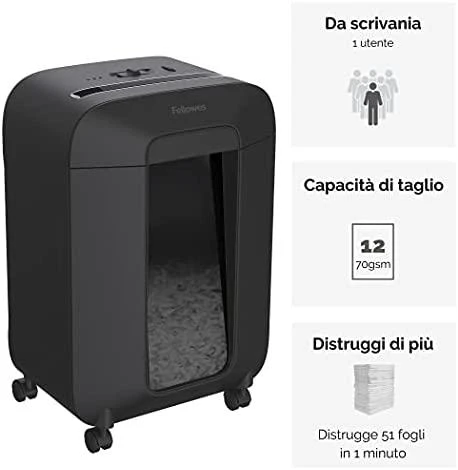 Fellowes Cross-Cut | LX85 | Juodas | Popieriaus smulkinimas | Kreditinių kortelių smulkinimas | Tradicinis