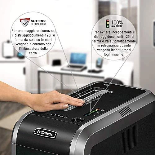 Fellowes 125i - Juostų smulkinimas - 23 cm - 5,8 mm - 53 L - 45 min - 4800 mm/min