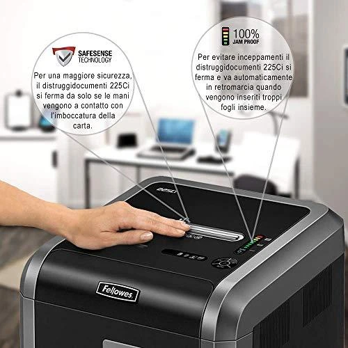Fellowes 225Ci saugos jutiklių ir apsaugos nuo strigimo schema