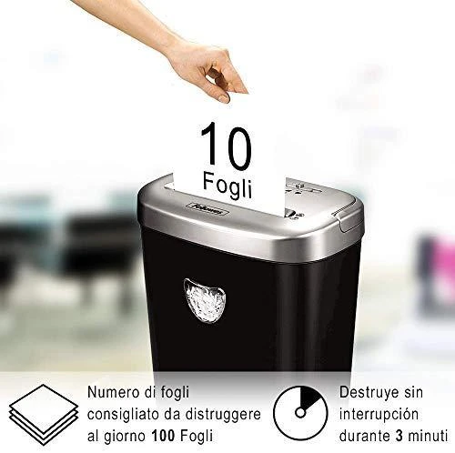 Fellowes Powershred | 53C | Juodas | 23 L | Kompaktinių diskų smulkinimas | Kreditinių kortelių smulkinimas | Popieriaus apdorojimo standartas / išvestis 10 lapų per eigą | Skersinio pjovimo smulkintuvas