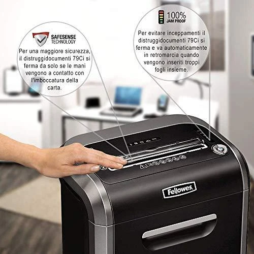 Fellowes Powershred | 79Ci | Juodas | 23 L | Kompaktinių diskų smulkinimas | Kreditinių kortelių smulkinimas | 54 dB | Popieriaus apdorojimo standartas/išvestis 16 lapų per eigą | 100 % atsparus uogienei skersinio pjovimo smulkintuvas | Garantija 24 mėn.