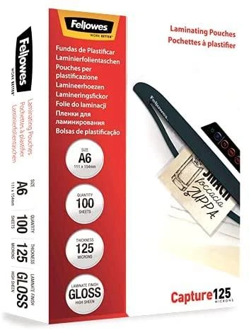 Fellowes Laminavimo popierius A6 Glossy 125micron