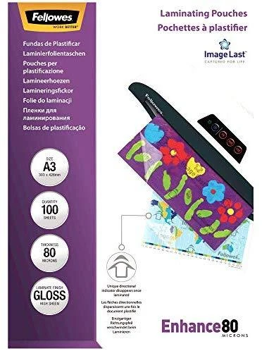 Fellowes LAMINATORIAUS KEŠELĖLIS IMAGELAST/A3 80 100 Vnt. 5306207 BIUDŽIAI