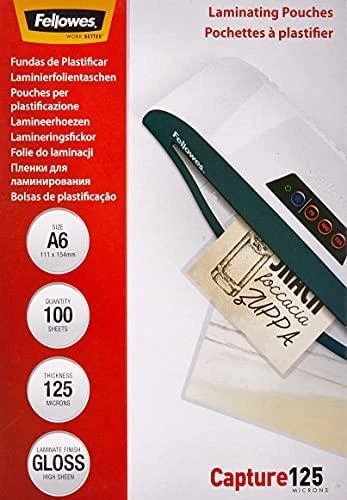 Fellowes Laminavimo popierius A6 Glossy 125micron
