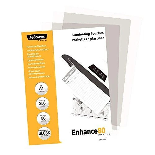 Fellowes A4 blizgus 80 mikronų laminavimo maišelis - 250 pak