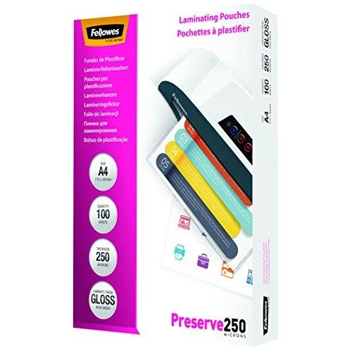 LAMINATOR POUCH GLOSSY/A4 250 100PCS 5401802 FELLOWES