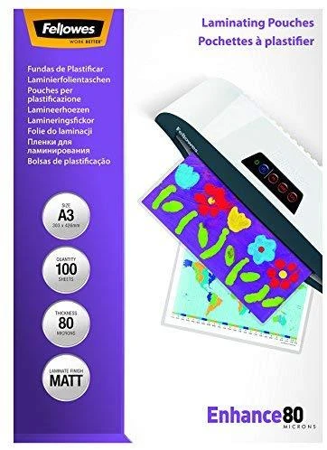 Fellowes Matt laminavimo maišeliai 80 mikronų, A3 100 pak