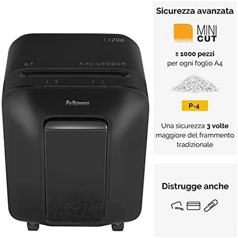 Fellowes Micro-Cut | LX200 | Juodas | Popieriaus smulkinimas | Kreditinių kortelių smulkinimas | Tradicinis