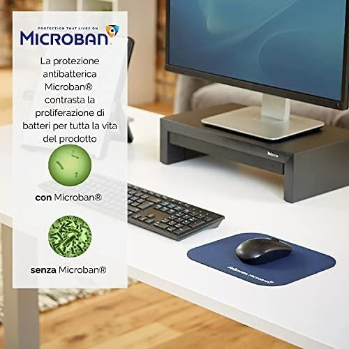 Fellowes Microban pelės kilimėlis, 264 mm x 280 mm x 3 mm, mėlynos spalvos