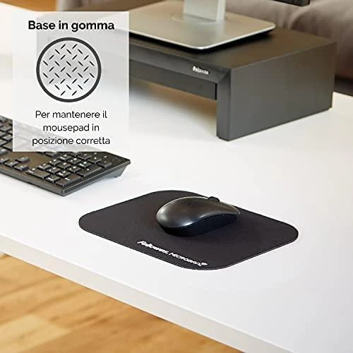 Fellowes Microban pelės kilimėlis, 264 mm x 280 mm x 3 mm, juodos spalvos