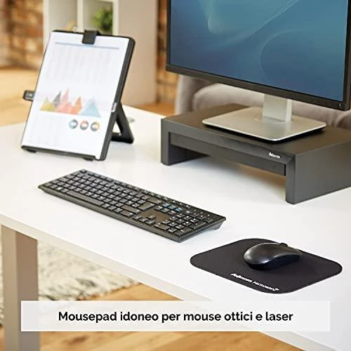 Fellowes Microban pelės kilimėlis, 264 mm x 280 mm x 3 mm, juodos spalvos
