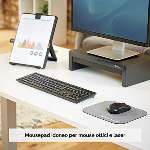 Fellowes Microban pelės kilimėlis, 192 mm x 226 mm x 3 mm, sidabrinės spalvos