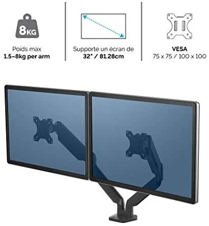 Laikiklis Fellowes | Platinum Series Dual Horizontal Monitorius Arm | 8042501 | Juodas