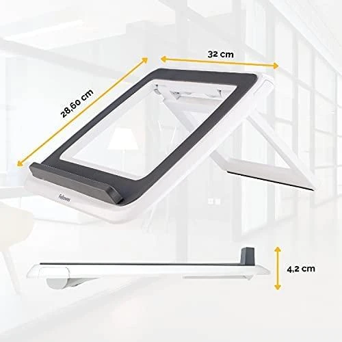 Nešiojamojo kompiuterio stovas FELLOWES I-SPIRE QUICK LIFT, balta/pilka sp.