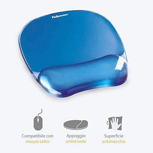 FELLOWES CRYSTAL Mėlynas Pelės kilimėlis w/ riešo atrama
