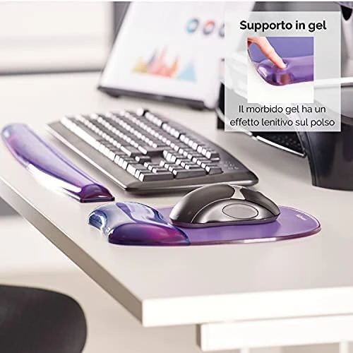 FELLOWES CRYSTAL PURPLE Pelės kilimėlis riešo atrama